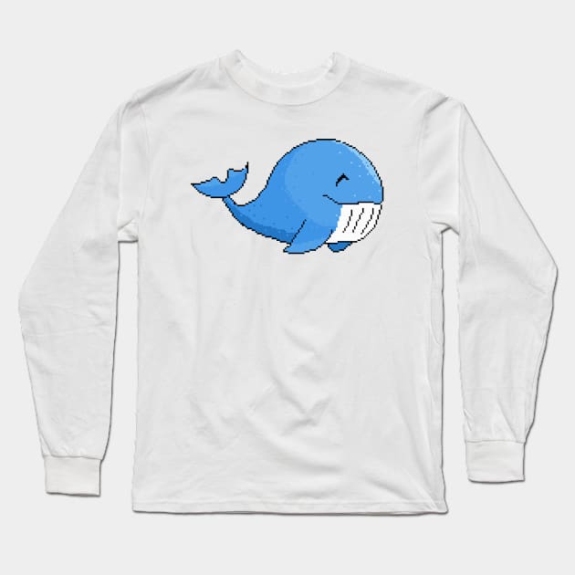 Pixel art of cute whale Long Sleeve T-Shirt by ByPix